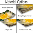 various types of printed materials, including a premium photo print, a gallery wrapped canvas, an acrylic print, and a metal/aluminum print.