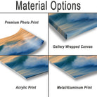 various types of printed materials, including a premium photo print, a gallery wrapped canvas, an acrylic print, and a metal/aluminum print.