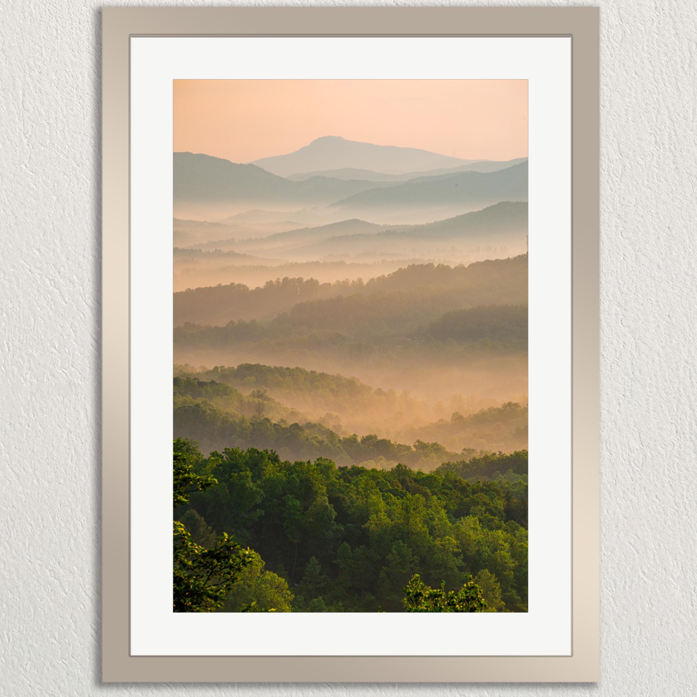 a serene landscape with rolling hills and lush forests, creating a tranquil and picturesque scene.